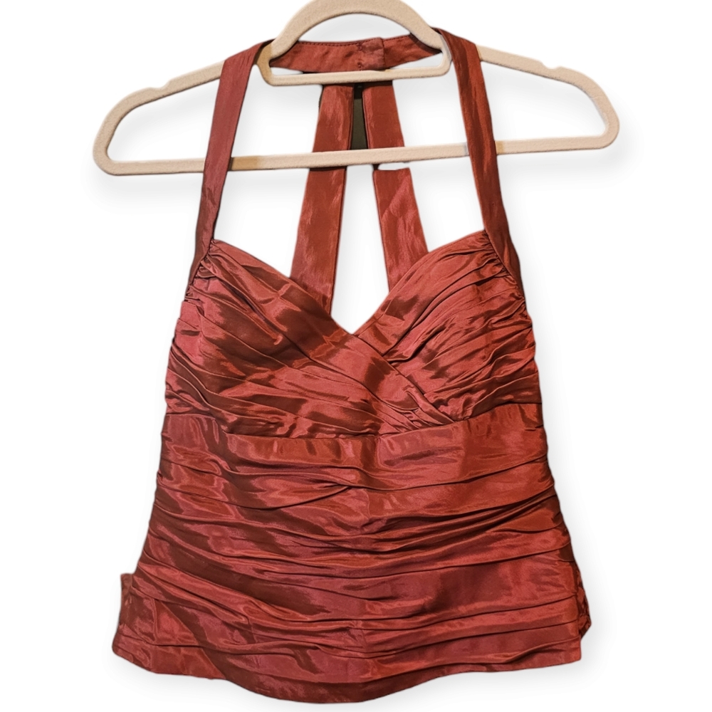 David's Bridal Ruched Taffeta Halter Top